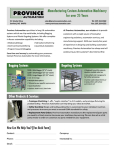 Province Automation brochure & fax back page